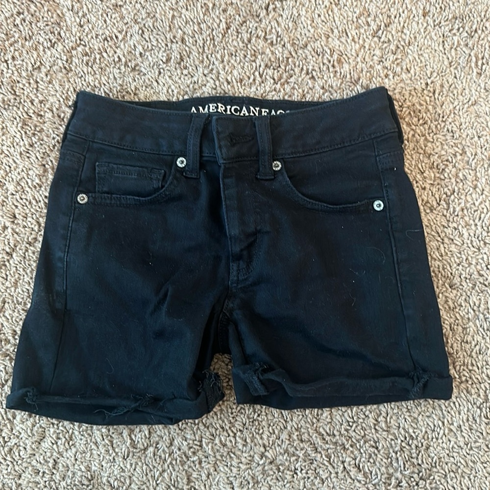 American Eagle black jean shorts
